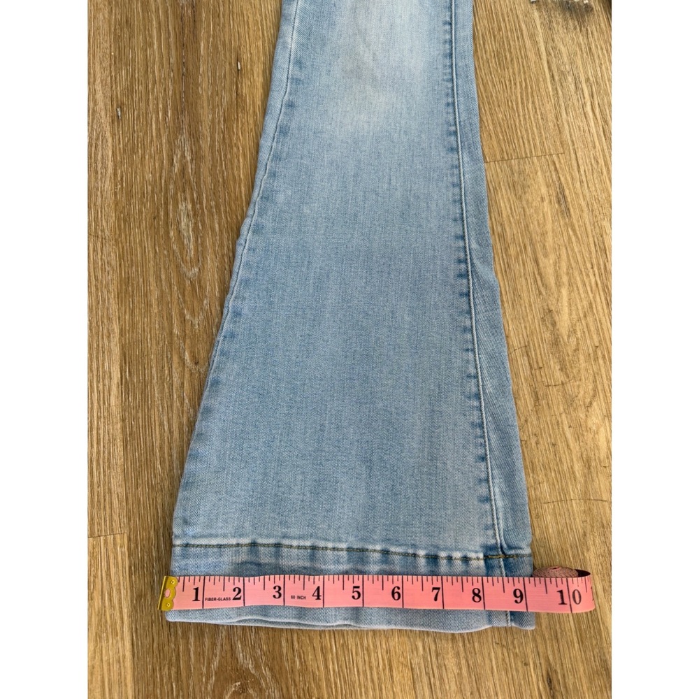 Kosch Flare Jeans Women 0 Light Wash Distressed High Rise Bell Bottom Denim Boho - Picture 8 of 11